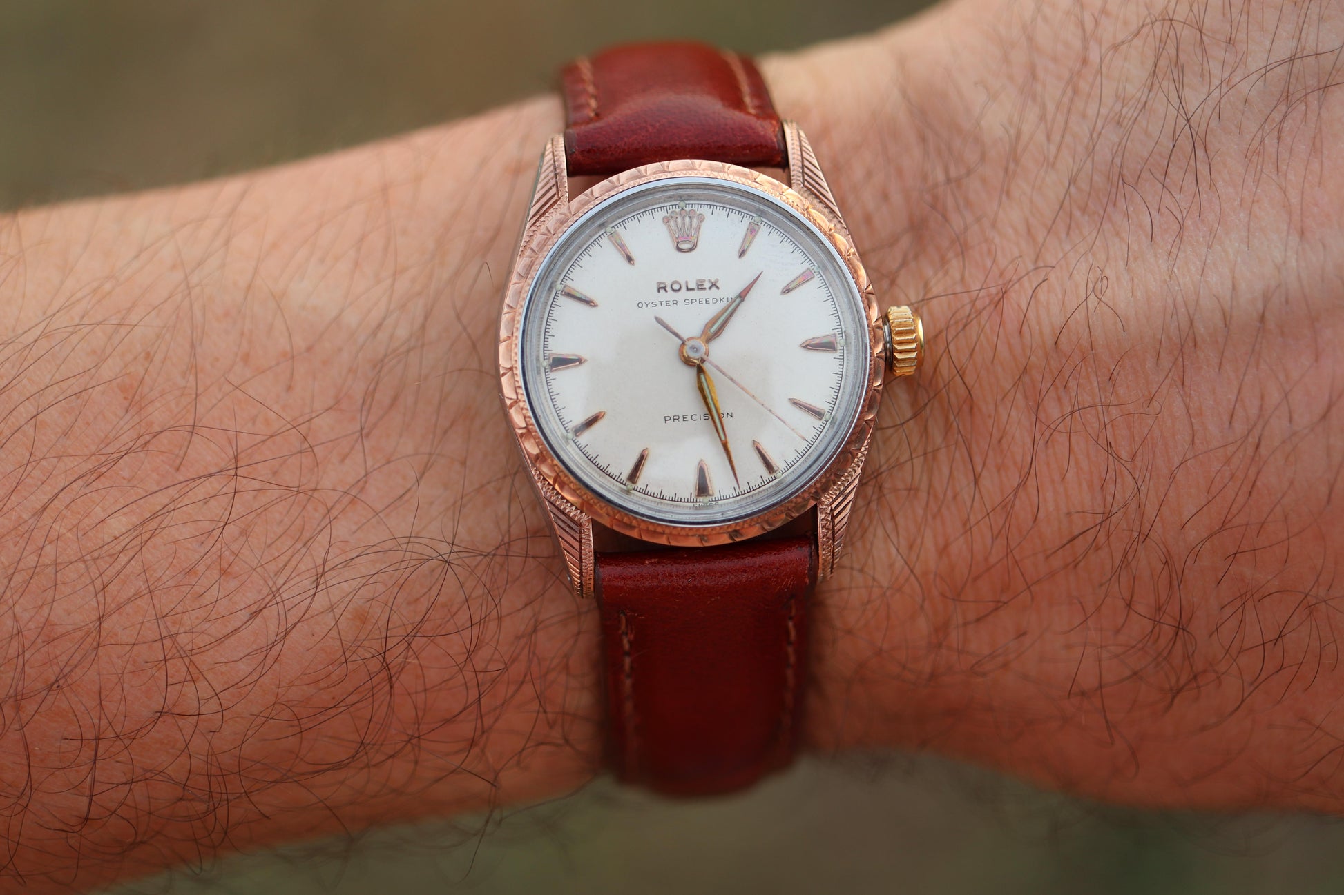 Vintage Rolex Watch. ROLEX Oyster SPEEDKING 5056 SS and 9k Bezel. 30mm