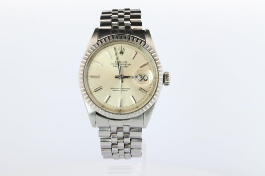 Genuine Rolex 1603 Watch. Rolex Oyster Perpetual DateJust 36 Engine Turned Bezel