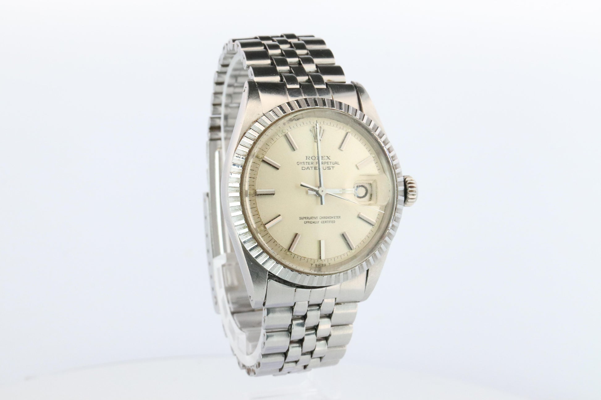 Genuine Rolex 1603 Watch. Rolex Oyster Perpetual DateJust 36 Engine Turned Bezel