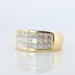 18k Diamond eternity band. 18k Yellow Gold Princess Cut Invisible Set ring.