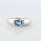 Genuine Piaget Oval Sapphire and Diamond Solitaire Ring. 18k White Gold Band