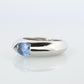 Genuine Piaget Oval Sapphire and Diamond Solitaire Ring. 18k White Gold Band