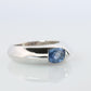 Genuine Piaget Oval Sapphire and Diamond Solitaire Ring. 18k White Gold Band