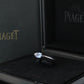 Genuine Piaget Oval Sapphire and Diamond Solitaire Ring. 18k White Gold Band