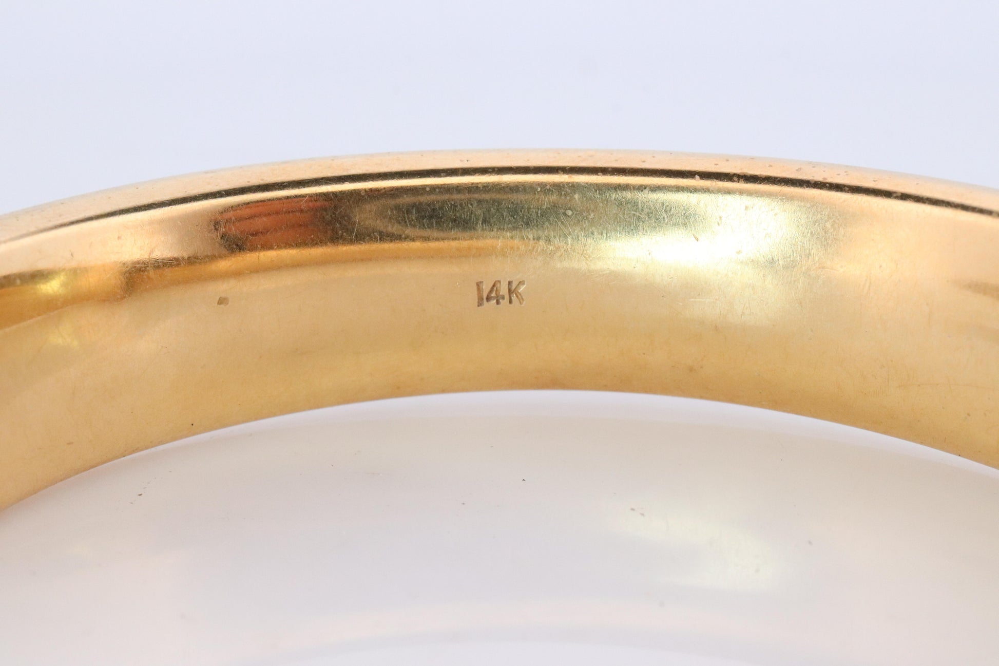 14k Bangle Bracelet. Hinged Hollow Bangle Bracelet Engraved with Leaves