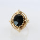 14k Gold ONYX ring. Unique Oval Onyx Signet or Pinky ring.
