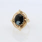 14k Gold ONYX ring. Unique Oval Onyx Signet or Pinky ring.