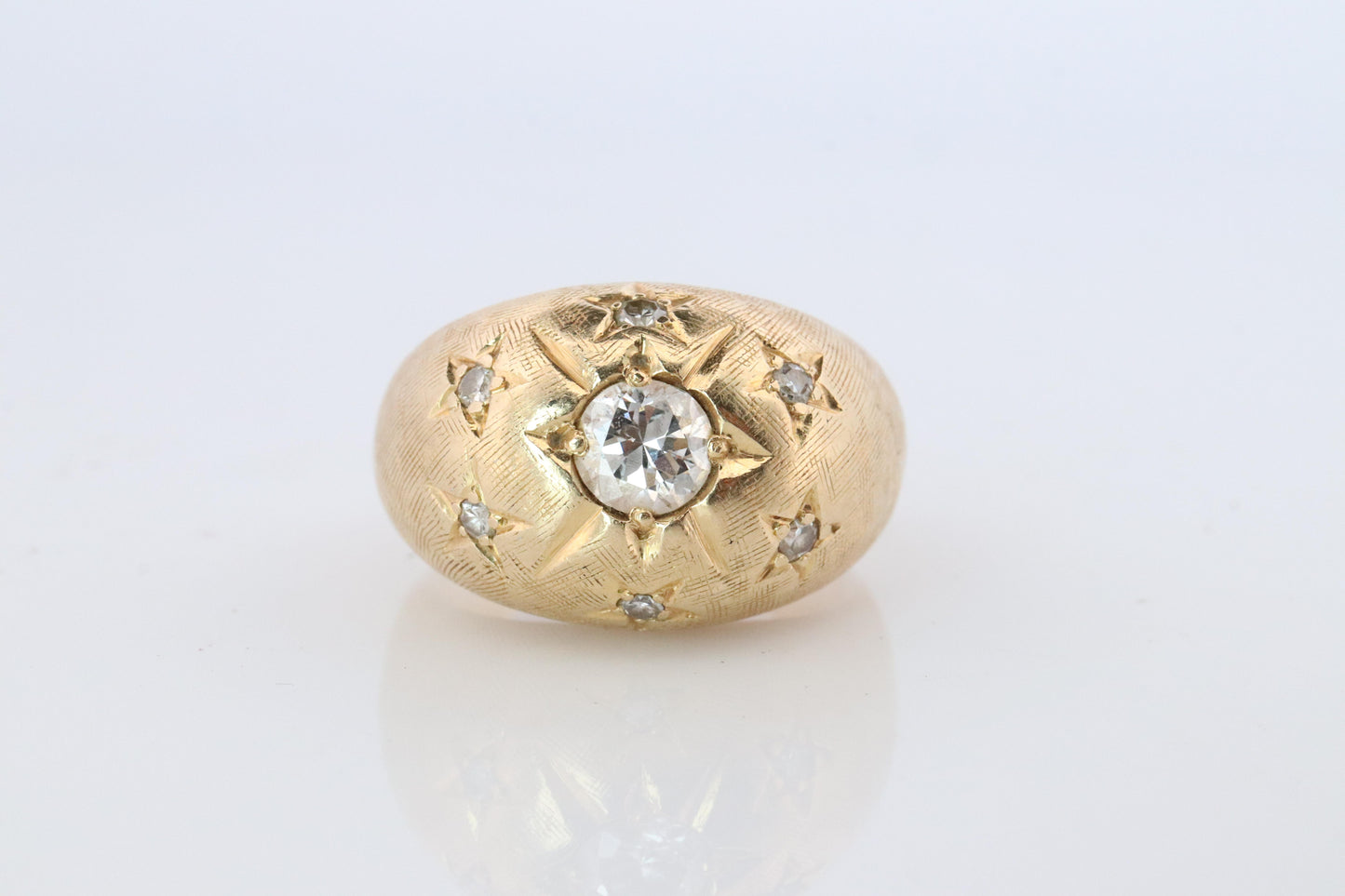 14k Genuine Diamond Gypsy Ring. Bombe Gypsy Set diamond Band.