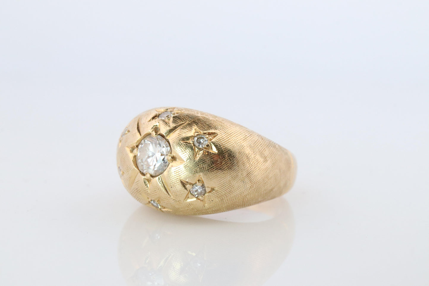 14k Genuine Diamond Gypsy Ring. Bombe Gypsy Set diamond Band.