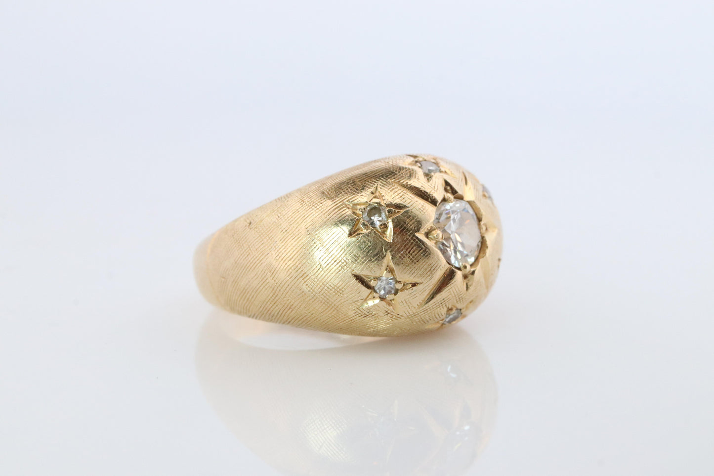 14k Genuine Diamond Gypsy Ring. Bombe Gypsy Set diamond Band.