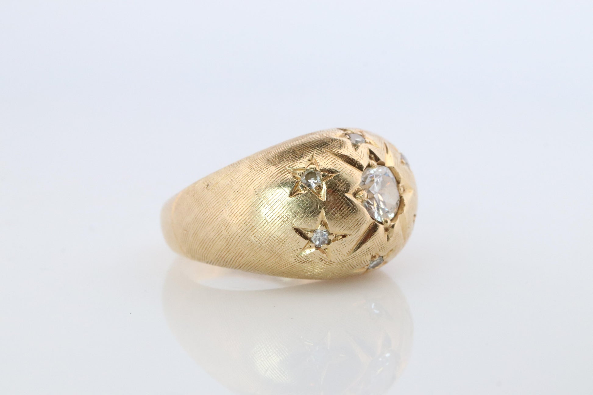 14k Genuine Diamond Gypsy Ring. Bombe Gypsy Set diamond Band.