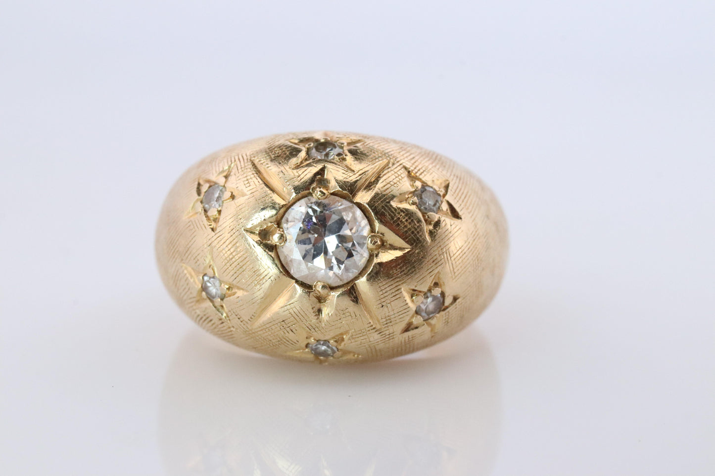 14k Genuine Diamond Gypsy Ring. Bombe Gypsy Set diamond Band.
