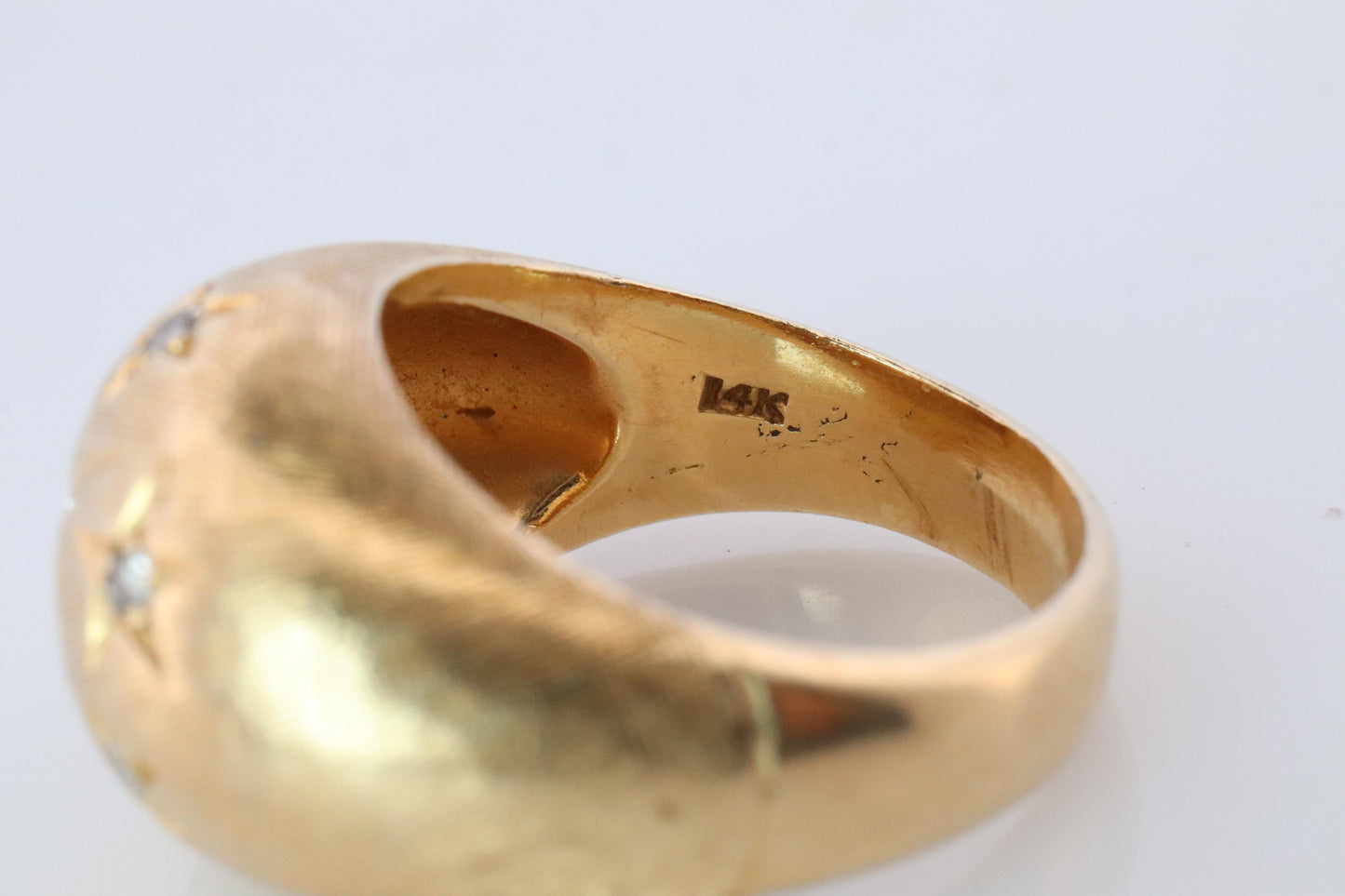 14k Genuine Diamond Gypsy Ring. Bombe Gypsy Set diamond Band.