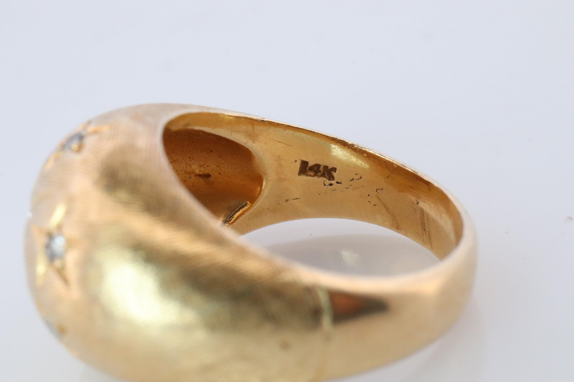 14k Genuine Diamond Gypsy Ring. Bombe Gypsy Set diamond Band.
