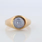 14k Gray Star Sapphire Round Cabochon ring. Large Heavy Sapphire Bezel set.