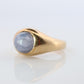 14k Gray Star Sapphire Round Cabochon ring. Large Heavy Sapphire Bezel set.