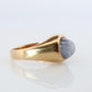 14k Gray Star Sapphire Round Cabochon ring. Large Heavy Sapphire Bezel set.
