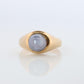 14k Gray Star Sapphire Round Cabochon ring. Large Heavy Sapphire Bezel set.
