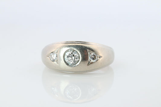14k Genuine Diamond Gypsy Ring. White Gold Bezel Gypsy Set diamond Band.
