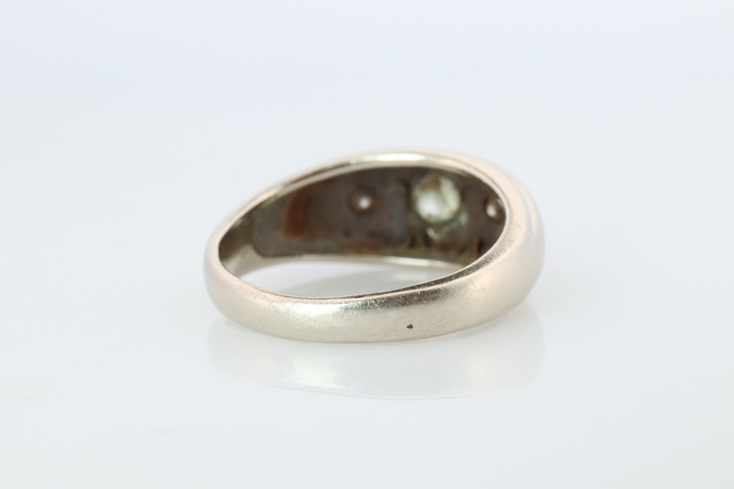 14k Genuine Diamond Gypsy Ring. White Gold Bezel Gypsy Set diamond Band.