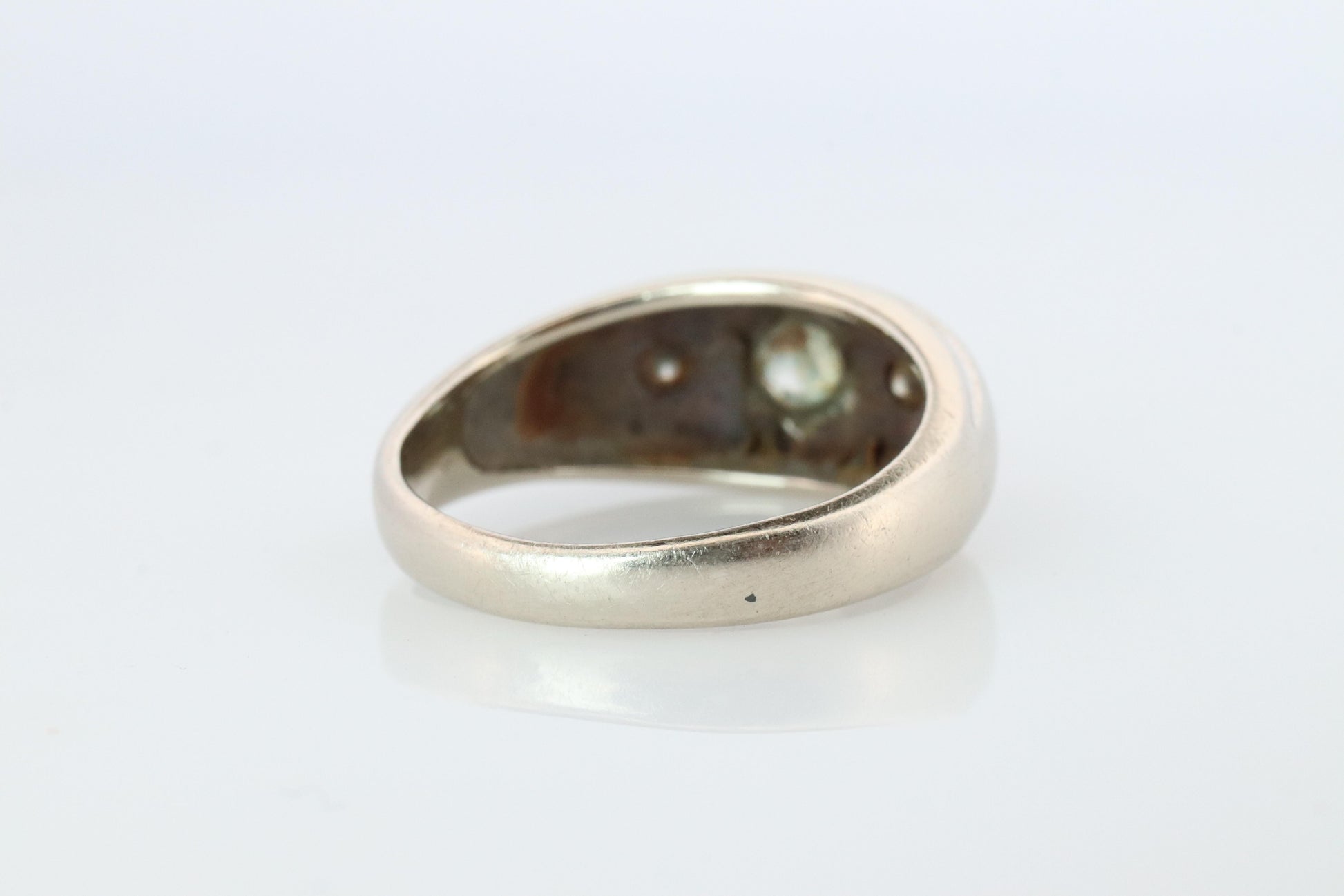 14k Genuine Diamond Gypsy Ring. White Gold Bezel Gypsy Set diamond Band.