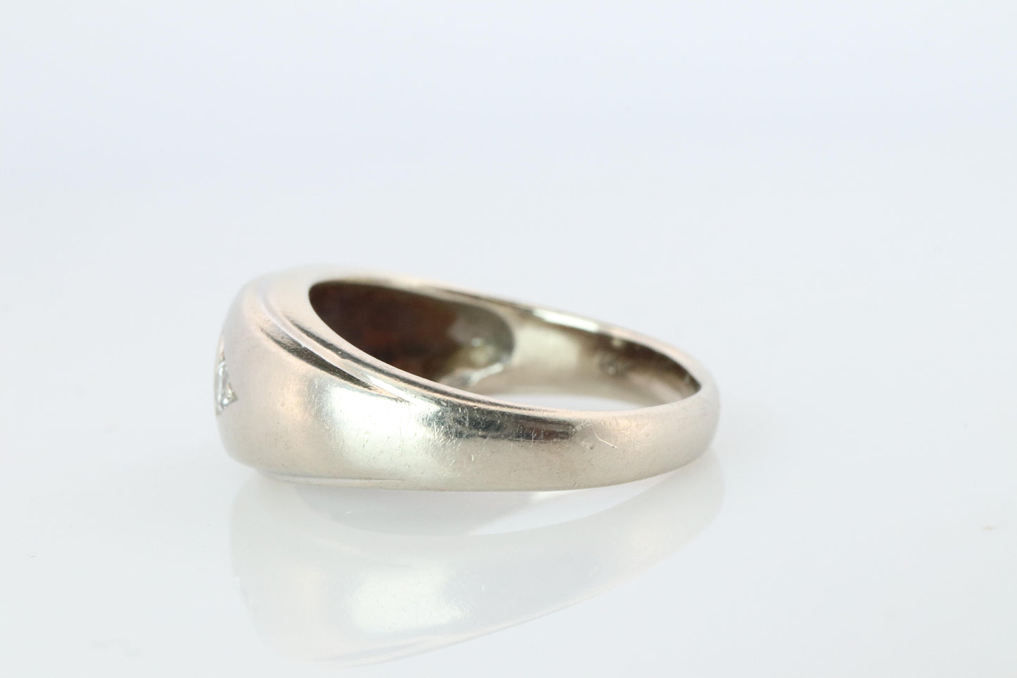 14k Genuine Diamond Gypsy Ring. White Gold Bezel Gypsy Set diamond Band.