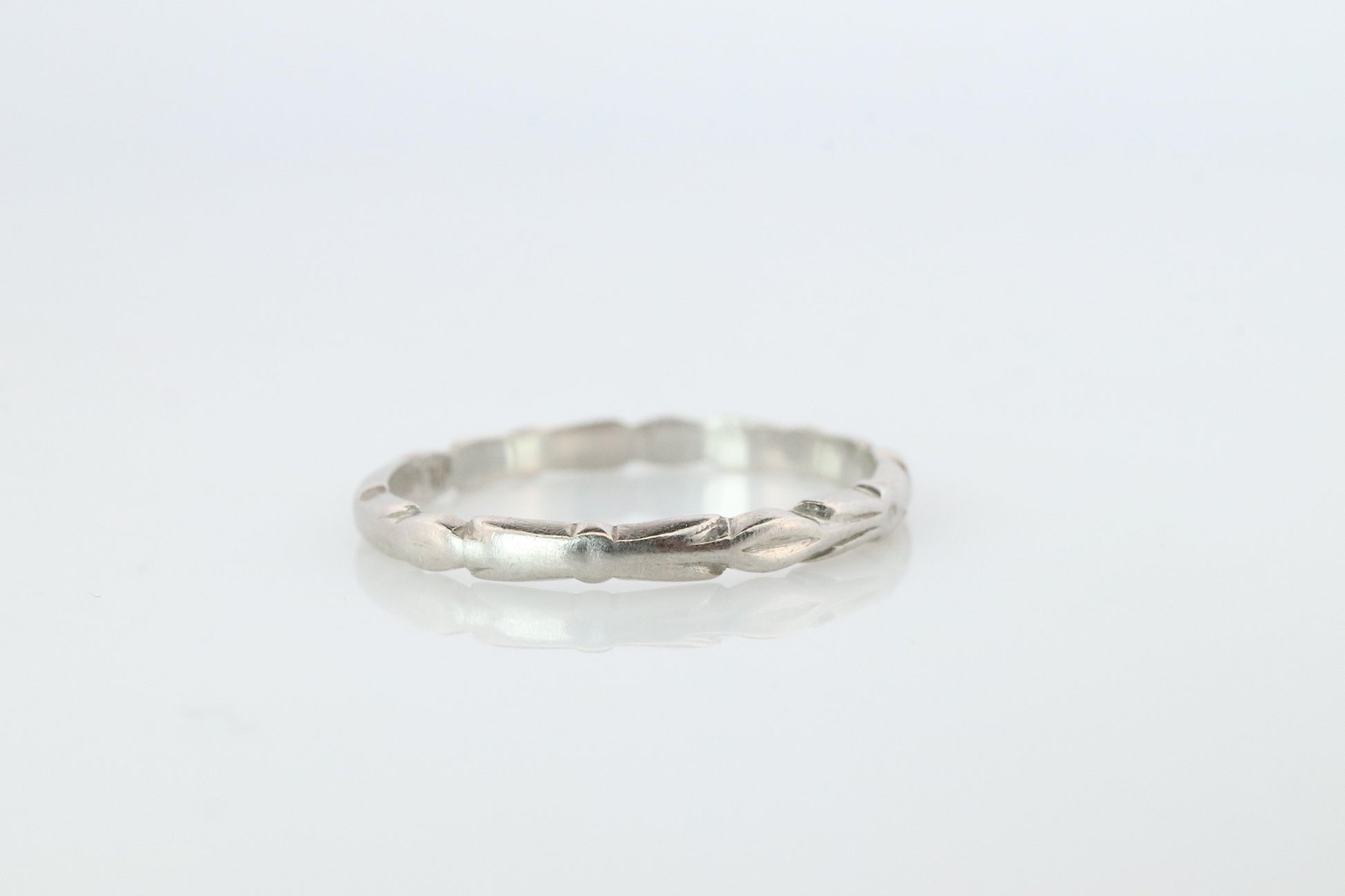 Platinum Antique Art Deco  Embossed Band.