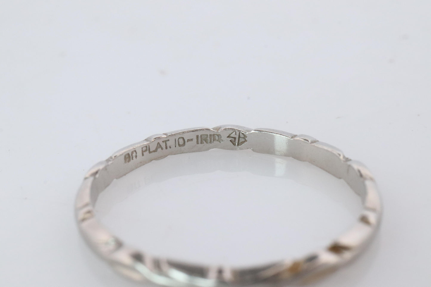 Platinum Antique Art Deco  Embossed Band.