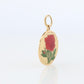 18k Colorful Flower Pendant. 18k Yellow Gold Dainty Rose Enamel Pendant.