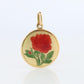 18k Colorful Flower Pendant. 18k Yellow Gold Dainty Rose Enamel Pendant.