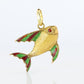 18k Colorful Fish Pendant. 18k Yellow Gold Playful Fish Enamel Pendant.