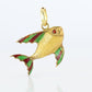 18k Colorful Fish Pendant. 18k Yellow Gold Playful Fish Enamel Pendant.