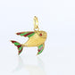 18k Colorful Fish Pendant. 18k Yellow Gold Playful Fish Enamel Pendant.