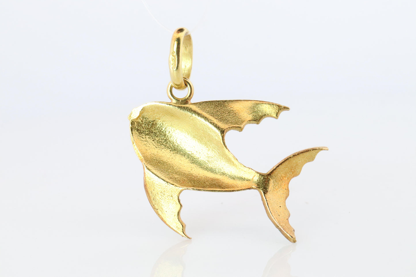 18k Colorful Fish Pendant. 18k Yellow Gold Playful Fish Enamel Pendant.