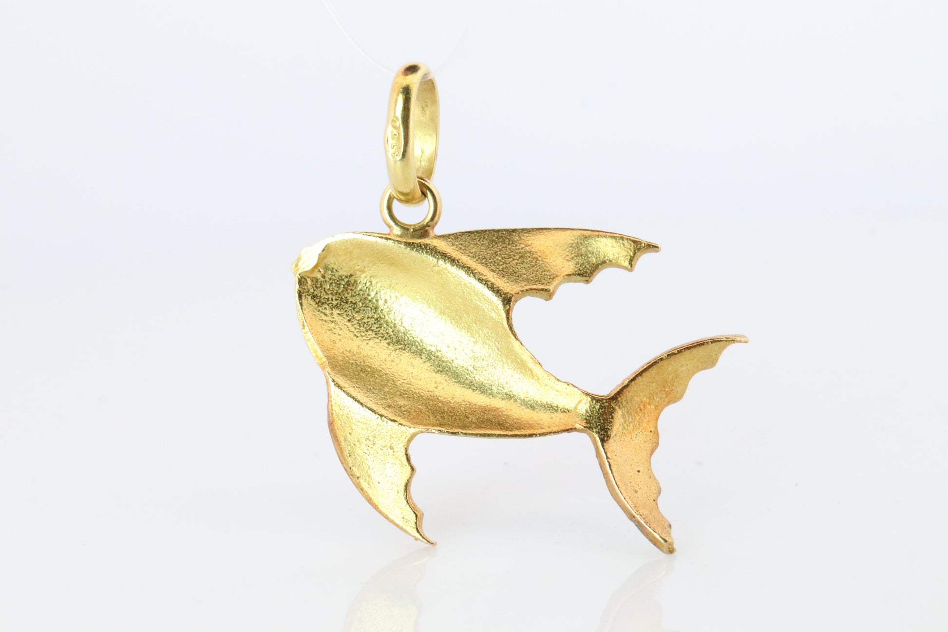 18k Colorful Fish Pendant. 18k Yellow Gold Playful Fish Enamel Pendant.