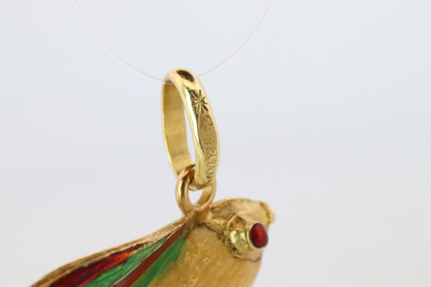 18k Colorful Fish Pendant. 18k Yellow Gold Playful Fish Enamel Pendant.