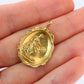 18k Resting Woman Pendant. 18k Yellow Gold Intaglio Lady with Basket Pendant