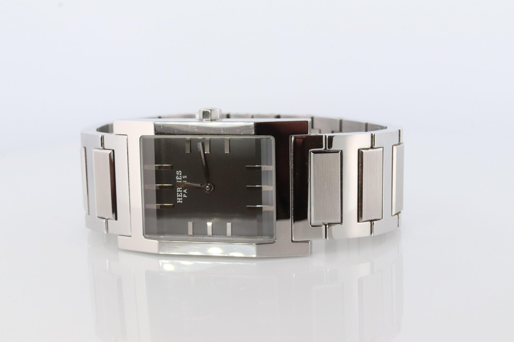 Genuine HERMES TA1.710. Hermes Tandem Stainless Steel Mens Rectangle Watch.