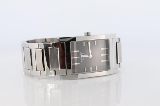 Genuine HERMES TA1.710. Hermes Tandem Stainless Steel Mens Rectangle Watch.