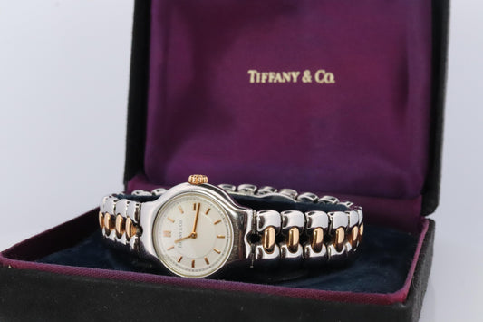 Tiffany and Co Watch. 18k Tiffany Tesoro Stainless Steel Ladies 25mm Wristwatch