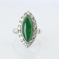 Jade shield ring. Platinum Shield Ring Jade Cabochon and Diamond wide band