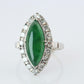 Jade shield ring. Platinum Shield Ring Jade Cabochon and Diamond wide band