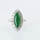 Jade shield ring. Platinum Shield Ring Jade Cabochon and Diamond wide band