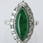 Jade shield ring. Platinum Shield Ring Jade Cabochon and Diamond wide band