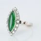 Jade shield ring. Platinum Shield Ring Jade Cabochon and Diamond wide band