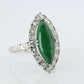 Jade shield ring. Platinum Shield Ring Jade Cabochon and Diamond wide band