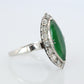Jade shield ring. Platinum Shield Ring Jade Cabochon and Diamond wide band