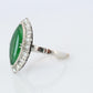 Jade shield ring. Platinum Shield Ring Jade Cabochon and Diamond wide band