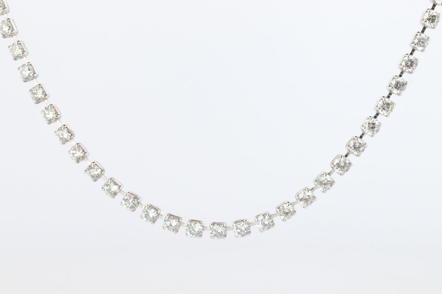 Platinum Diamond Tennis Necklace. PT850 round diamond Tennis Chain Strand. 3CTW