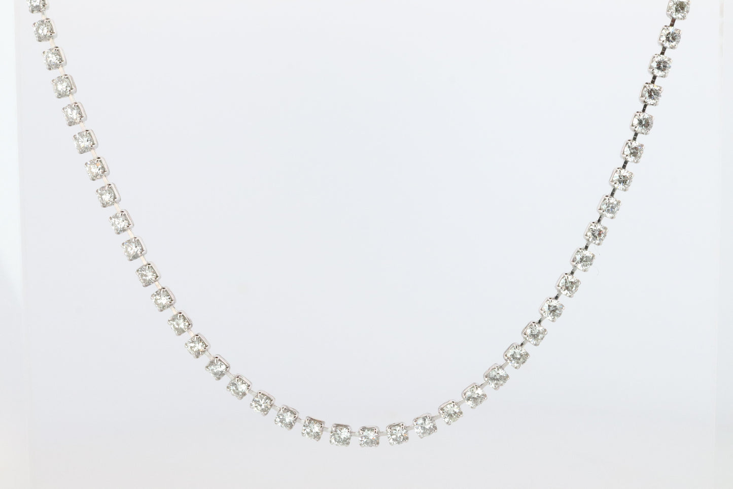 Platinum Diamond Tennis Necklace. PT850 round diamond Tennis Chain Strand. 3CTW